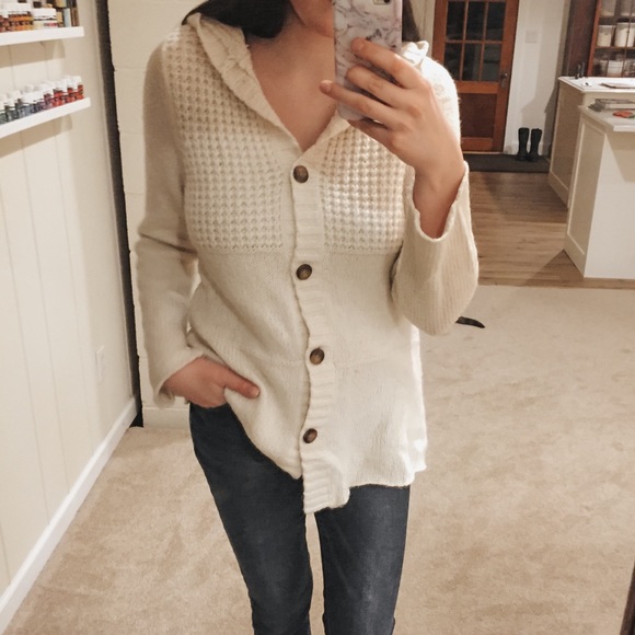 Mossimo Supply Co. Creamy White Knit Hooded Cardi - Picture 5 of 12